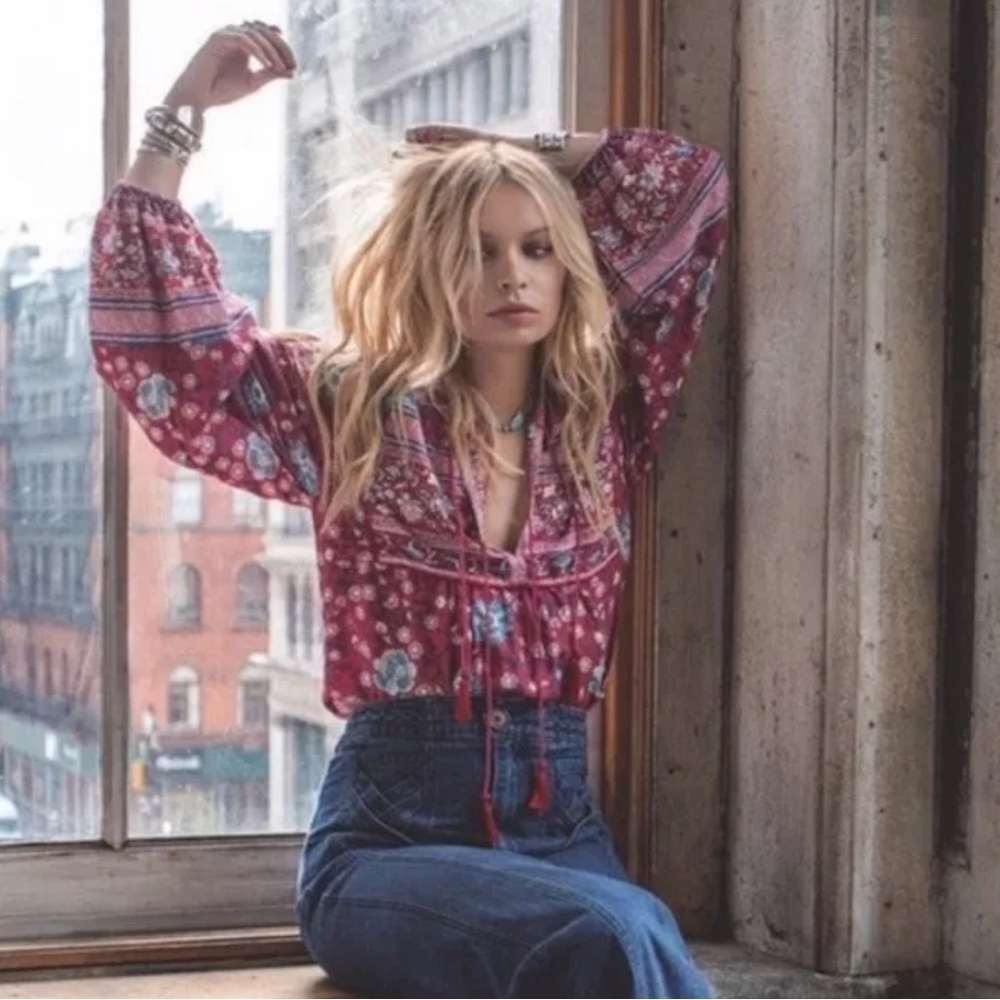 Vintage Spell & The Gypsy Folk Town Blouse Wine S… - image 3